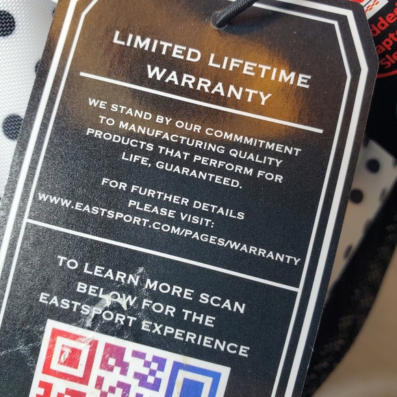 Eastsport 18.5" Rally Sport Black & White Polka Dot Backpack w Tech Pocket NWT - Picture 6 of 14